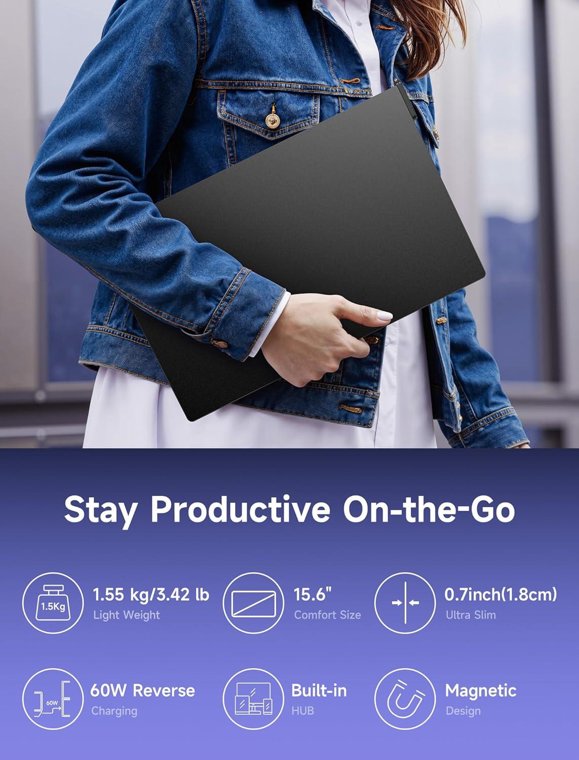 imageJSAUX FlipGo Touchscreen 16quot Dual Portable Monitor 25K Triple Laptop Touch IPS Screen Foldable Extender for Laptopfor WindowsLinux One Cable to DualMagnetic DesignBuiltin HUBHiDPI DisplayLite 156