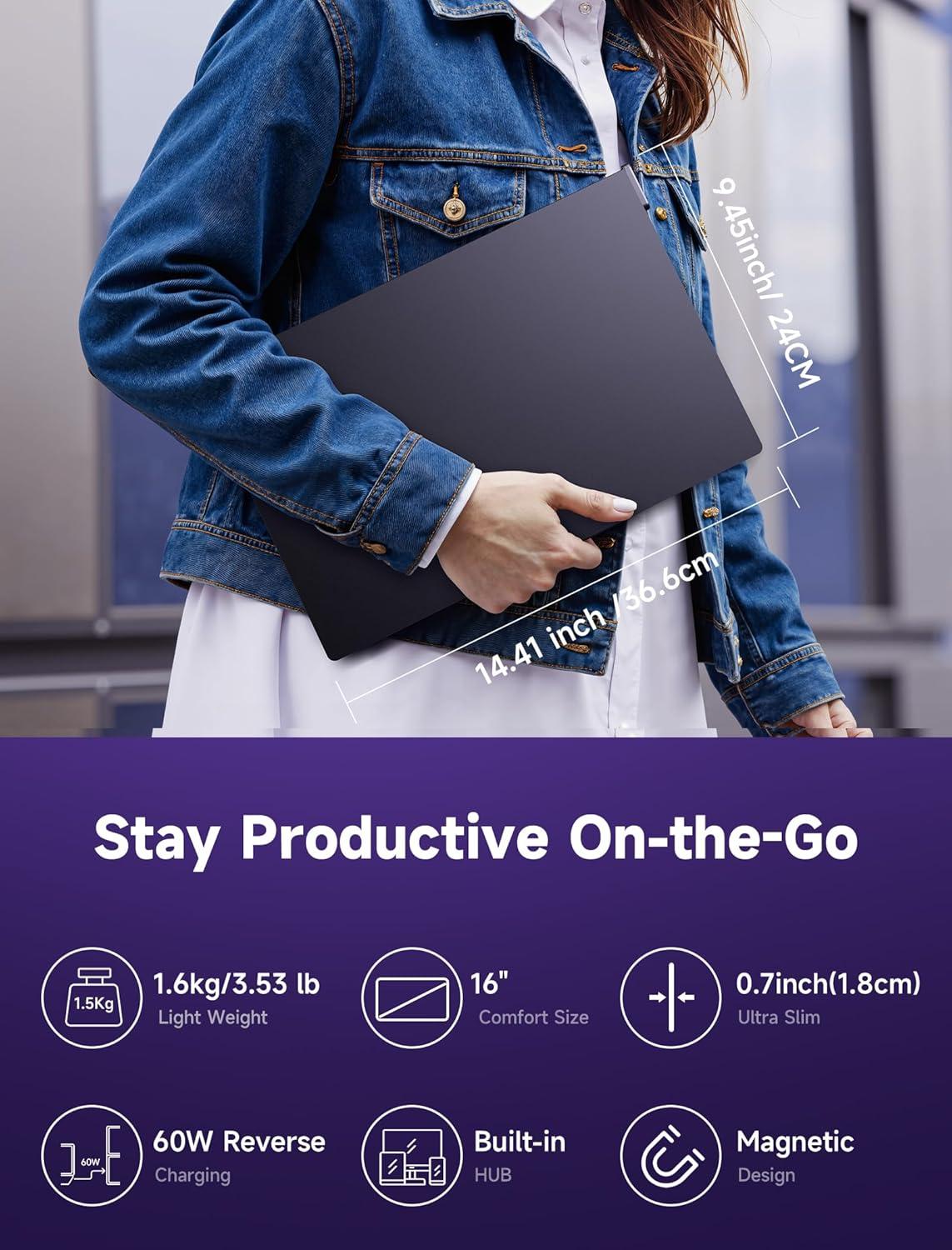 imageJSAUX FlipGo Touchscreen 16quot Dual Portable Monitor 25K Triple Laptop Touch IPS Screen Foldable Extender for Laptopfor WindowsLinux One Cable to DualMagnetic DesignBuiltin HUBHiDPI DisplayPro 16