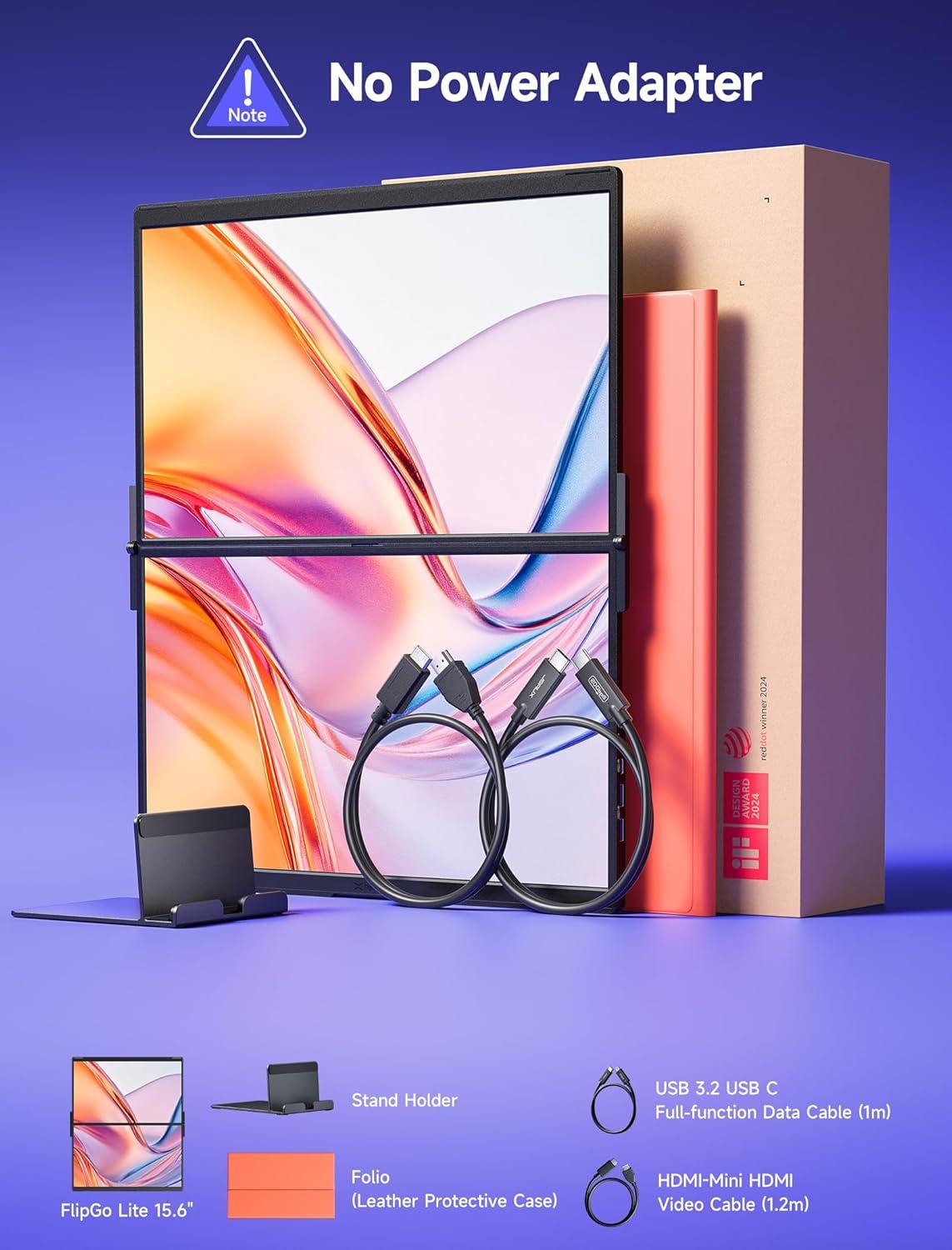 imageJSAUX FlipGo Touchscreen 16quot Dual Portable Monitor 25K Triple Laptop Touch IPS Screen Foldable Extender for Laptopfor WindowsLinux One Cable to DualMagnetic DesignBuiltin HUBHiDPI DisplayLite 156