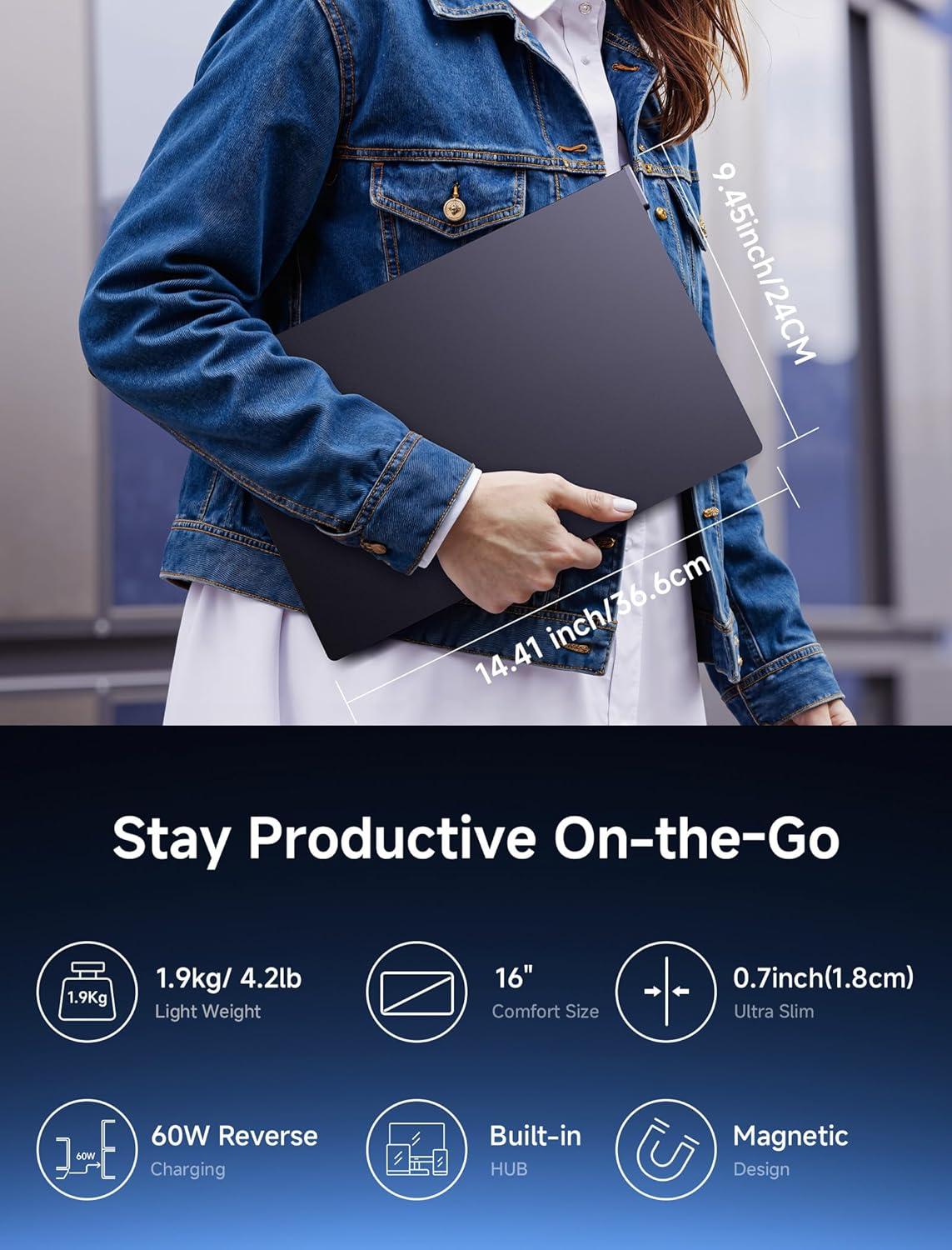 imageJSAUX FlipGo Touchscreen 16quot Dual Portable Monitor 25K Triple Laptop Touch IPS Screen Foldable Extender for Laptopfor WindowsLinux One Cable to DualMagnetic DesignBuiltin HUBHiDPI DisplayTouch Screen 16