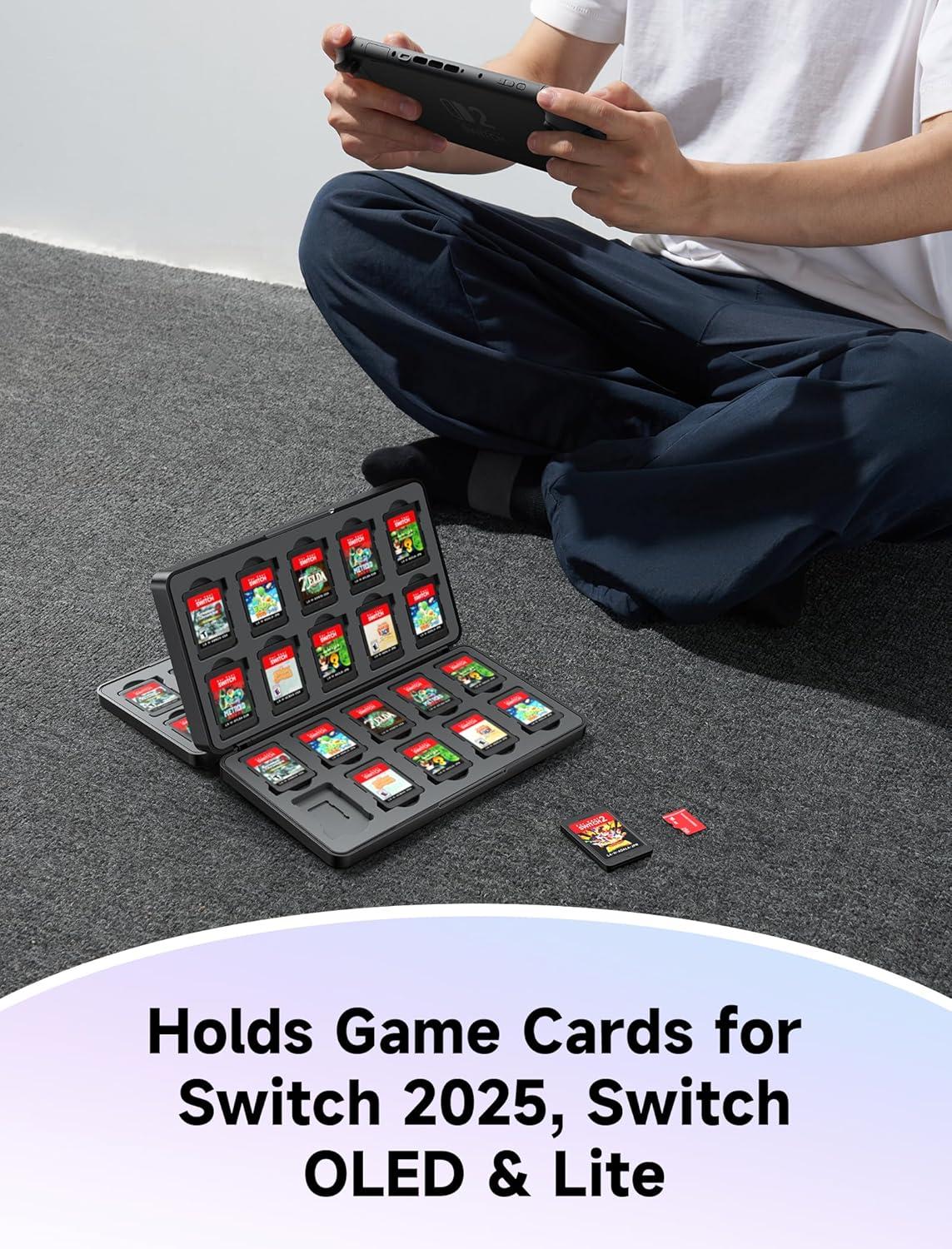 imageJSAUX Game Card Case for Nintendo Switch 2 2025 Switch OLED ampamp Lite 40Slot Hard Shell Storage Holder for 40 Game Cartridges ampamp Micro SD Cards Compact Travel Gaming Card Organizer Box  BlackBlack