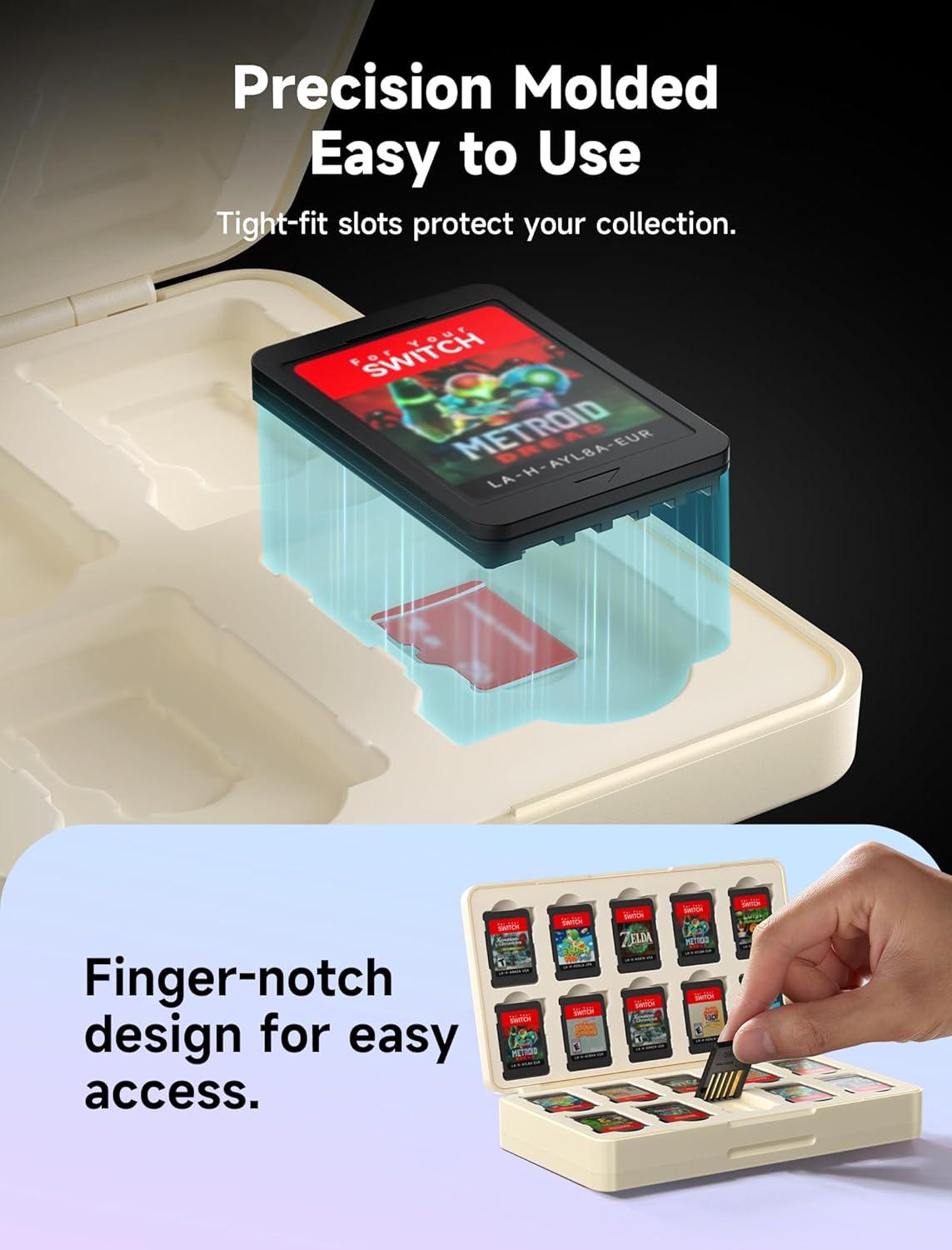 imageJSAUX Game Card Case for Nintendo Switch 2 2025 Switch OLED ampamp Lite 40Slot Hard Shell Storage Holder for 40 Game Cartridges ampamp Micro SD Cards Compact Travel Gaming Card Organizer Box  BlackRetro RedWhite