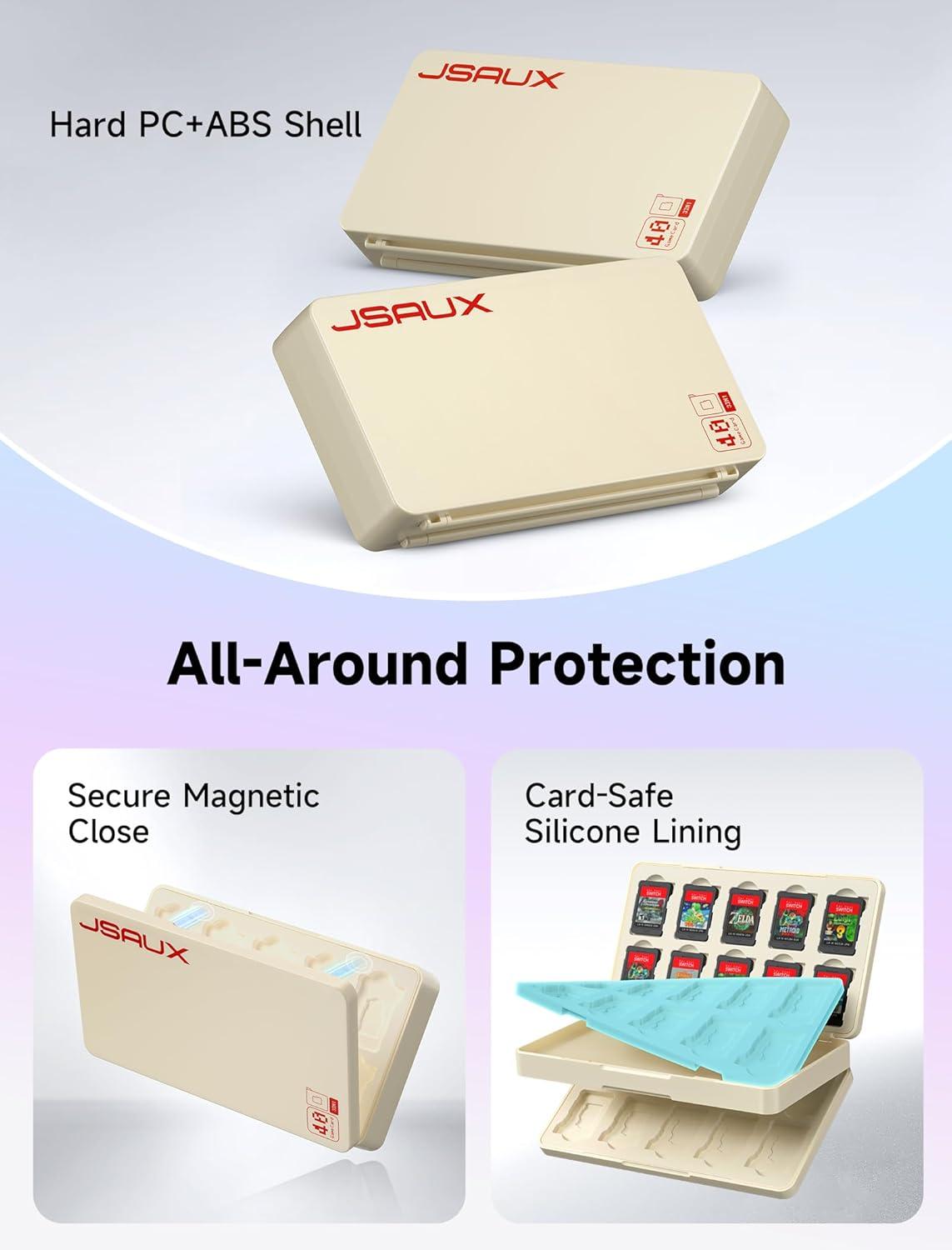 imageJSAUX Game Card Case for Nintendo Switch 2 2025 Switch OLED ampamp Lite 40Slot Hard Shell Storage Holder for 40 Game Cartridges ampamp Micro SD Cards Compact Travel Gaming Card Organizer Box  BlackRetro RedWhite