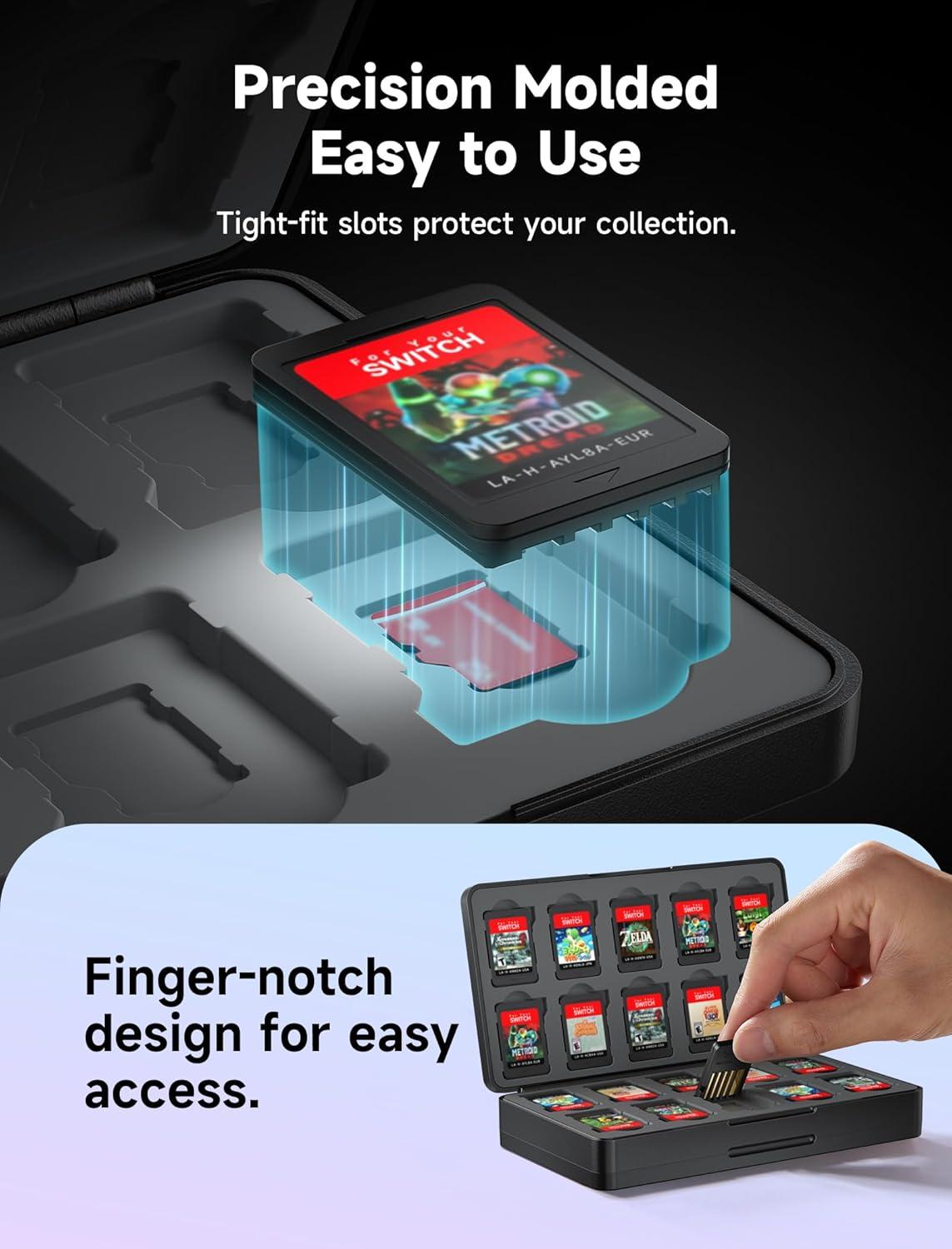 imageJSAUX Game Card Case for Nintendo Switch 2 2025 Switch OLED ampamp Lite 40Slot Hard Shell Storage Holder for 40 Game Cartridges ampamp Micro SD Cards Compact Travel Gaming Card Organizer Box  BlackBlack