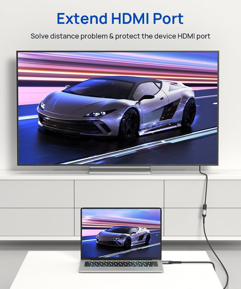 imageJSAUX HDMI Extension Cable 33FT 4K 60Hz High Speed HDMI Extender Cord Male to Female Adapter Connector HDR HDCP 22 Compatible with Roku TV Streaming Stick Bluray Player HDTV Laptop PC  RedGrey