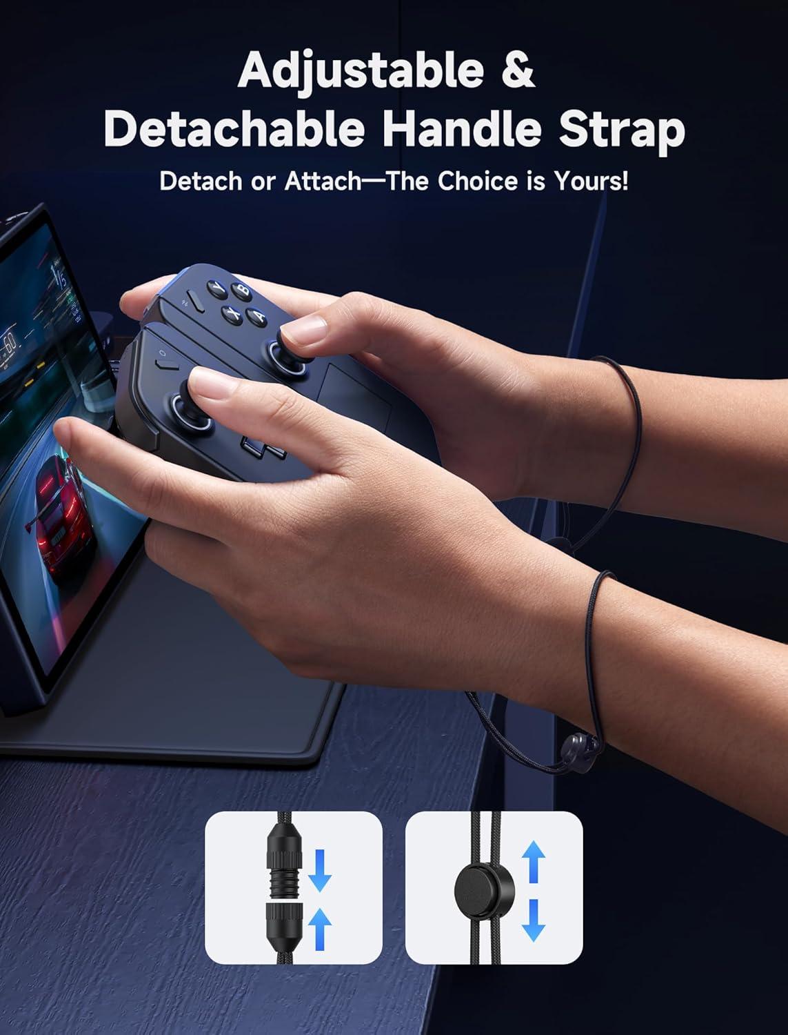 imageJSAUX Handle Strap Kit Compatible with Legion Go 3Piece Set Handle Strap Support Base Silicone Protective Cover Magnetic Wrist Strap Set Compatible with Legion Go ControllerBlack3Piece Set