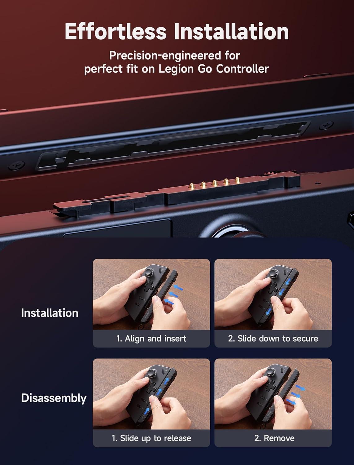 imageJSAUX Handle Strap Kit Compatible with Legion Go 3Piece Set Handle Strap Support Base Silicone Protective Cover Magnetic Wrist Strap Set Compatible with Legion Go ControllerBlack2Piece Set