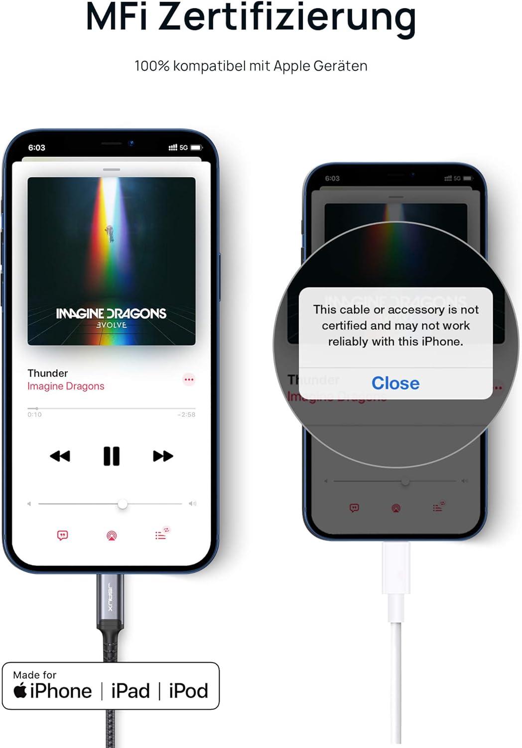 imageJSAUX Headphone Adapter for iPhone Lightning to 35mm Adapter Apple MFi Certified Compatible with iPhone 14 Pro Max14 Plus13 12 11 Pro MaxSEXSGray