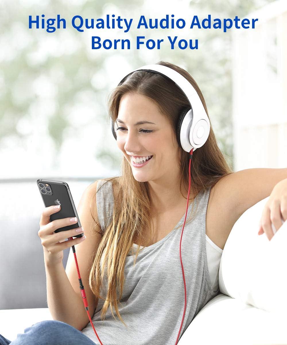 imageJSAUX Headphone Adapter for iPhone Lightning to 35mm Adapter Apple MFi Certified Compatible with iPhone 14 Pro Max14 Plus13 12 11 Pro MaxSEXSRedRed