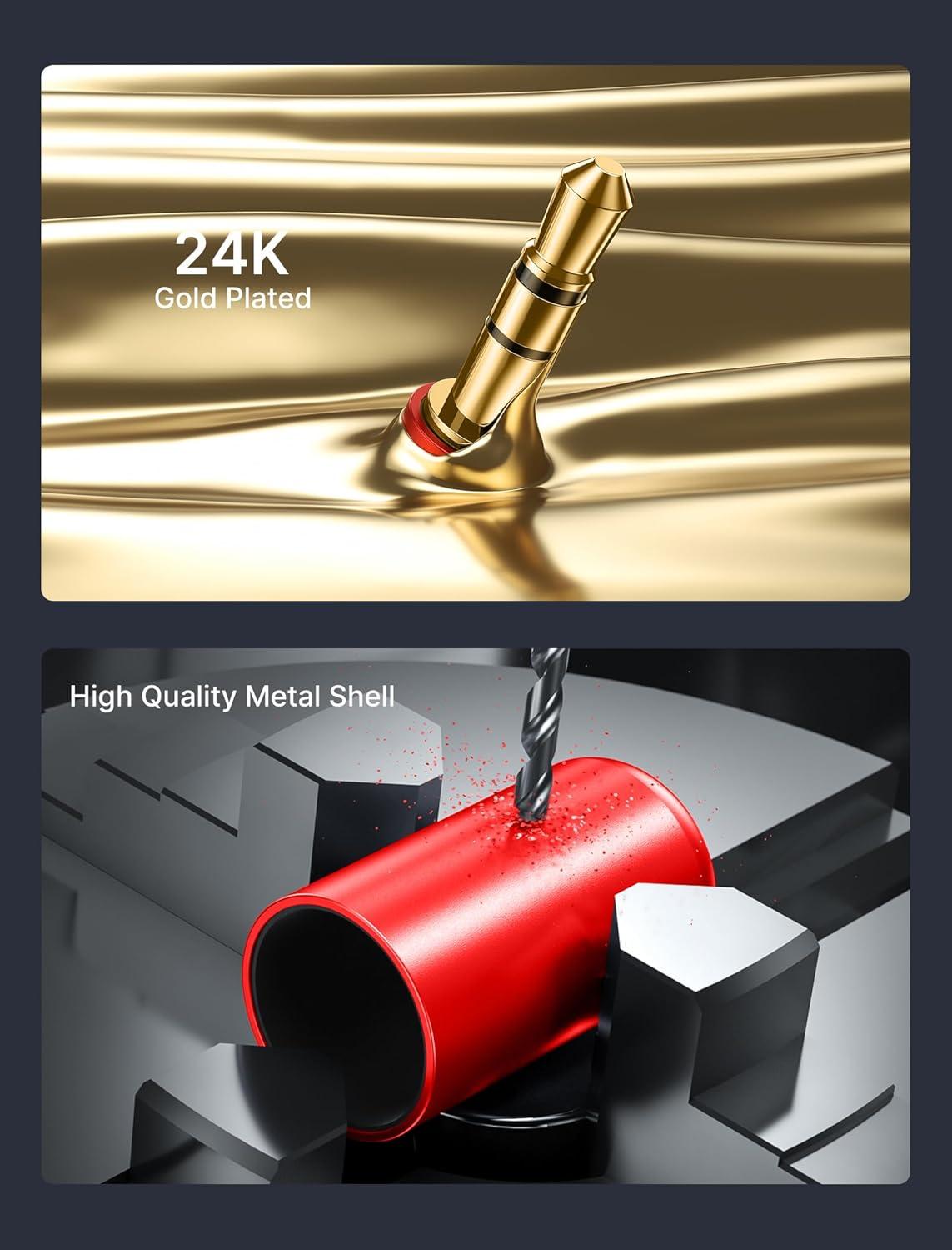 imageJSAUX Headphone Splitter 35mm Audio Splitter 2 Female to 1 Male Dual Headphone Adapter Compatible with PS4 PS5 Xbox Nintendo Switch PC Gaming Headsets Phone Tablet Laptop and MoreRedRed