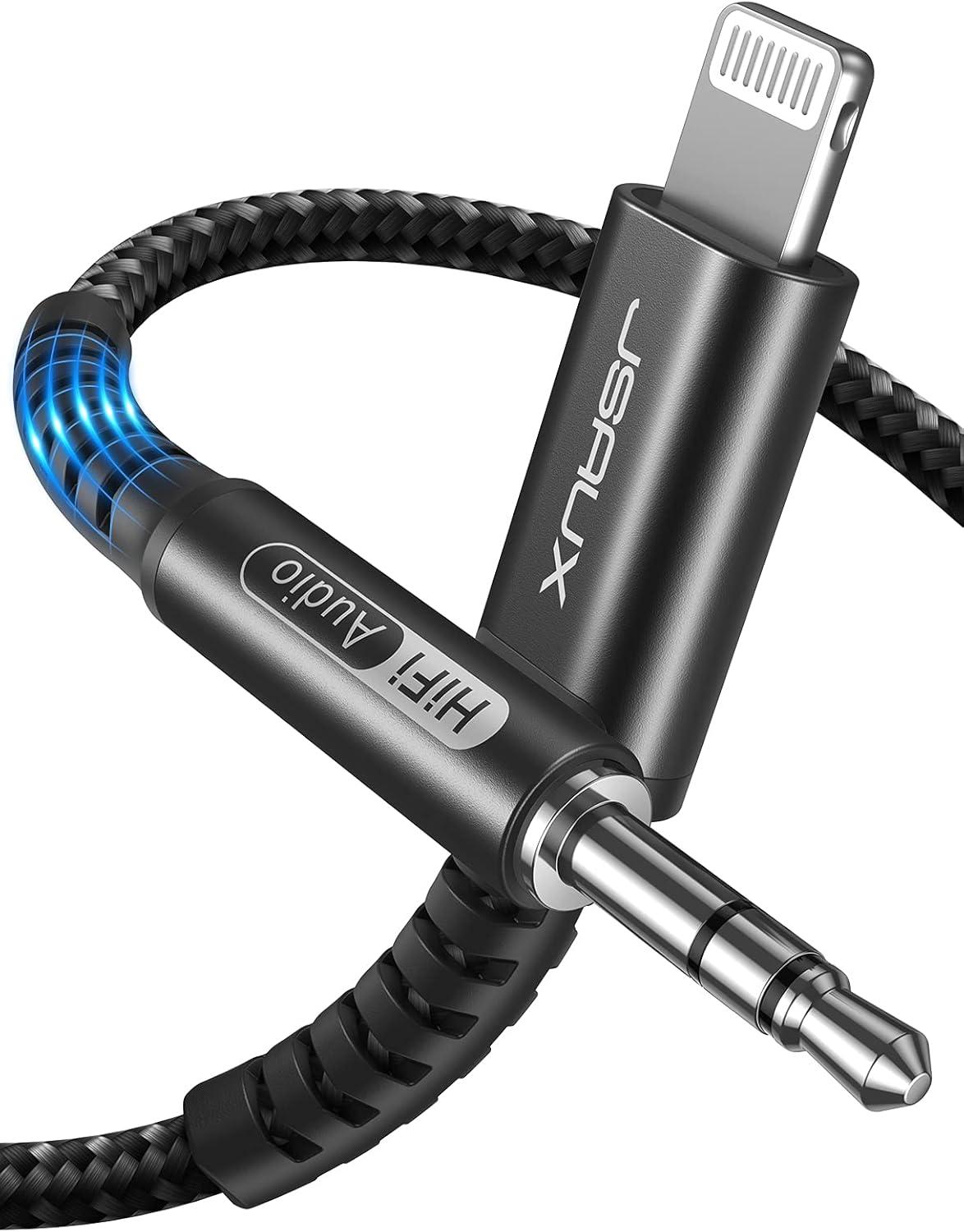 imageJSAUX Lightning to 35mm Audio Cord 6FT Apple Mfi Certified Aux Cable Compatible with iPhone 1414 Pro1313 Pro Max1212 Mini12 Pro12 Pro Max11 Pro11 Pro MaxXXRXS MaxCar StereoGreyBlack