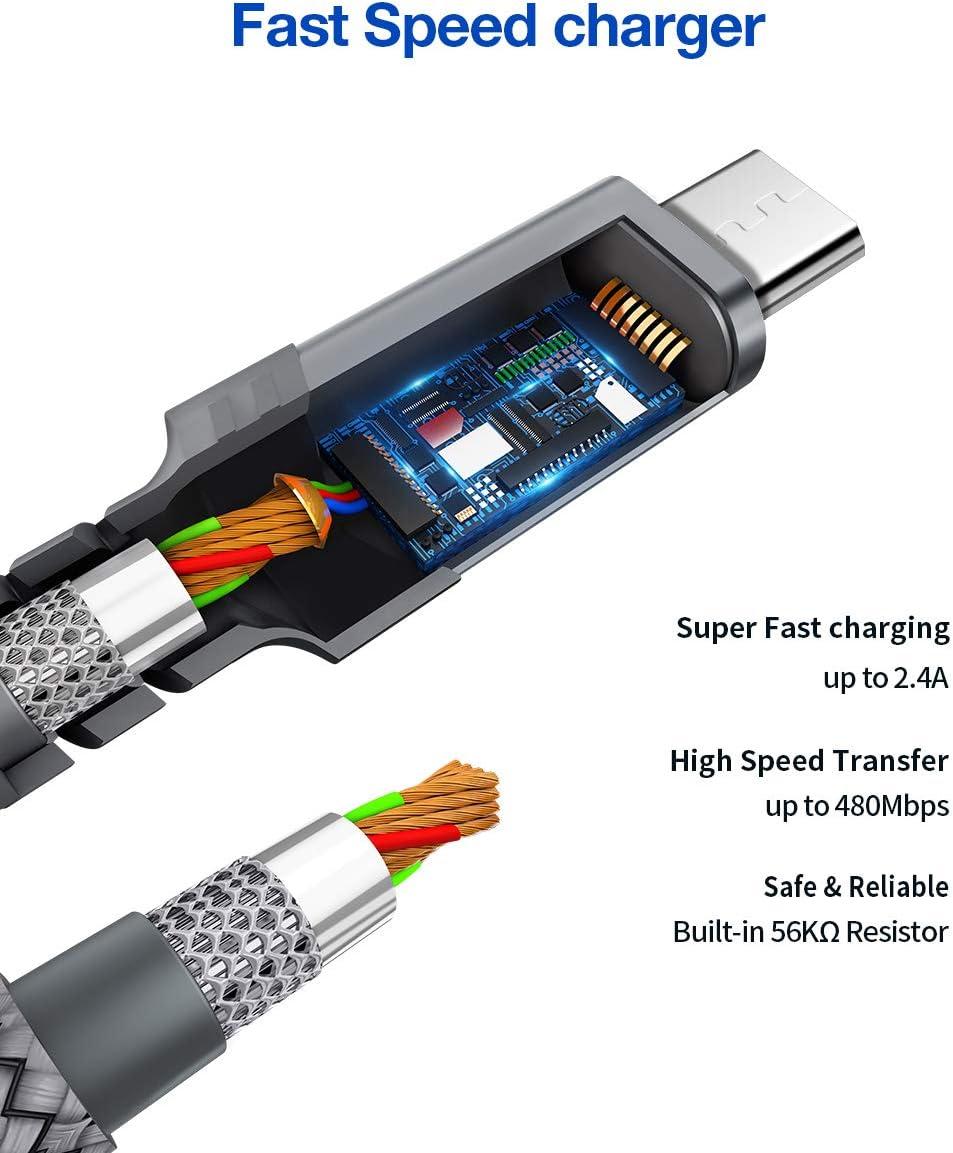 imageJSAUX Micro USB Cable for Android 2Pack 66FT Kindle Charger Cord Replacement Nylon Braided USB Micro Charging Cable Compatible with Galaxy S7 S6 J7 Edge Note 5 Kindle MP3BlueGrey