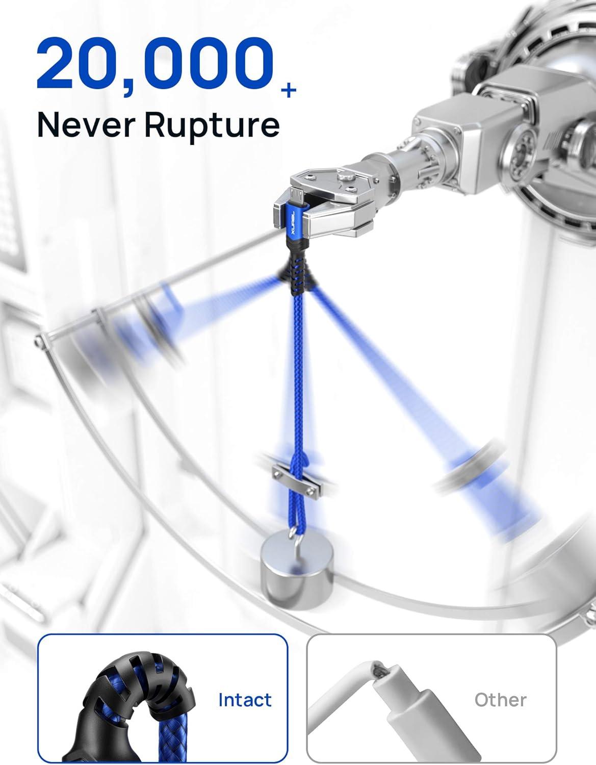 imageJSAUX Micro USB Cable for Android 2Pack 66FT Kindle Charger Cord Replacement Nylon Braided USB Micro Charging Cable Compatible with Galaxy S7 S6 J7 Edge Note 5 Kindle MP3BlueBlue