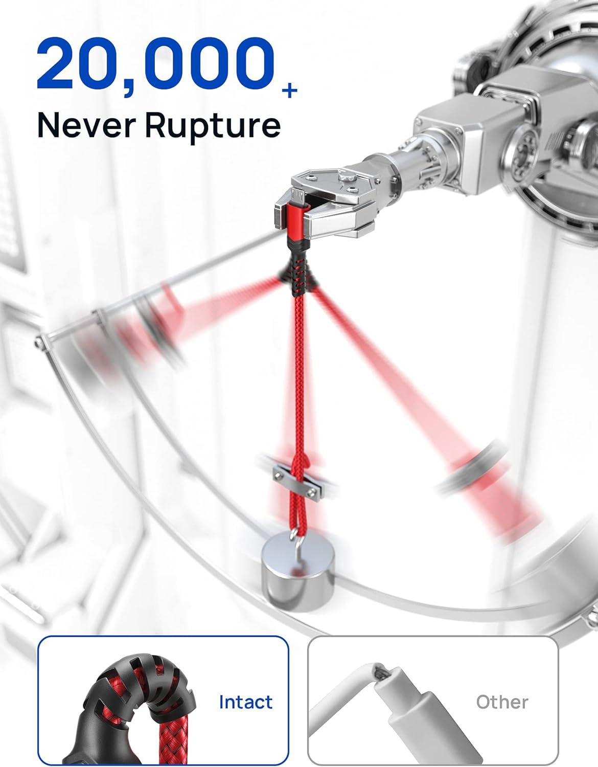 imageJSAUX Micro USB Charger Cable 3Pack 33ft66ft10ft Android Charger Micro USB to USB A Nylon Braided Cord Compatible with Samsung Galaxy S6 S7 Edge Note 5 Kindle and MoreGreenRed