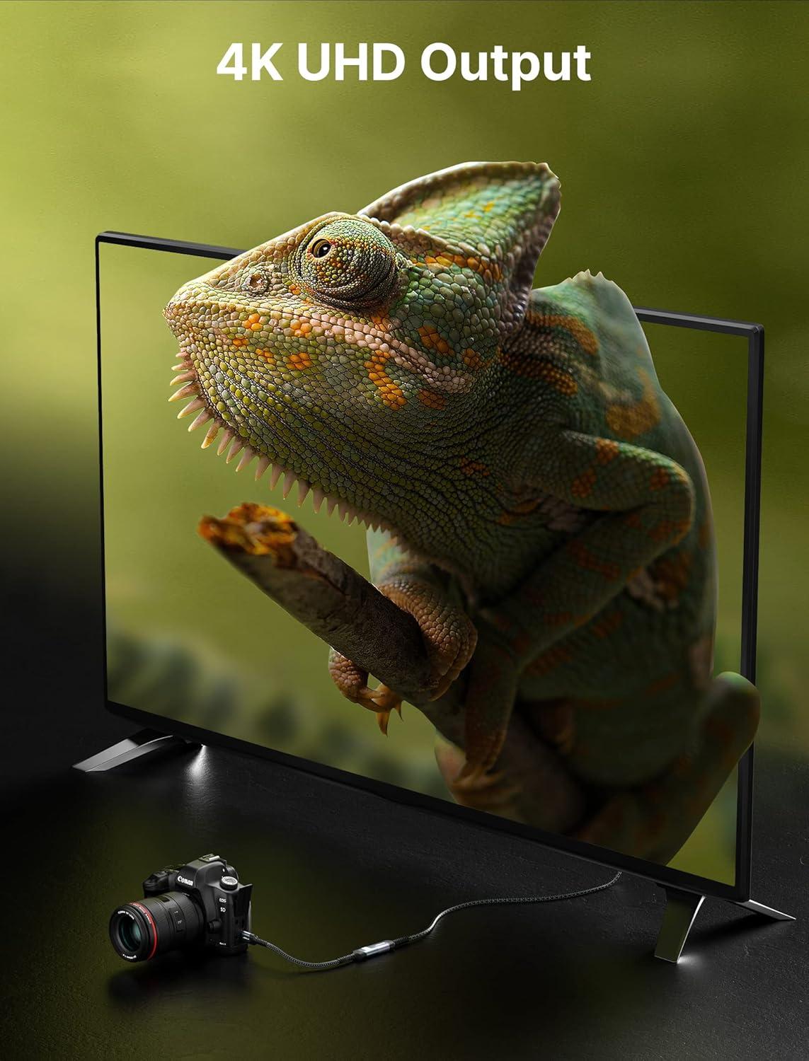 imageJSAUX Mini HDMI to HDMI Adapter Mini HDMI Male to HDMI Female Cable with 4K 60Hz HDR 3D 18Gbps Compatible with Camera Camcorder Raspberry Pi Zero Laptop TabletGrayGray