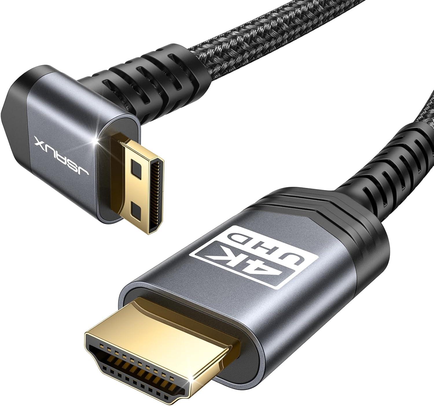 imageJSAUX Mini HDMI to HDMI Cable 6FT Aluminum Shell Braided High Speed 4K 60Hz HDMI 20 Cord Compatible with Camera Camcorder Tablet and GraphicsVideo Card Laptop Raspberry Pi Zero W GreyGrey