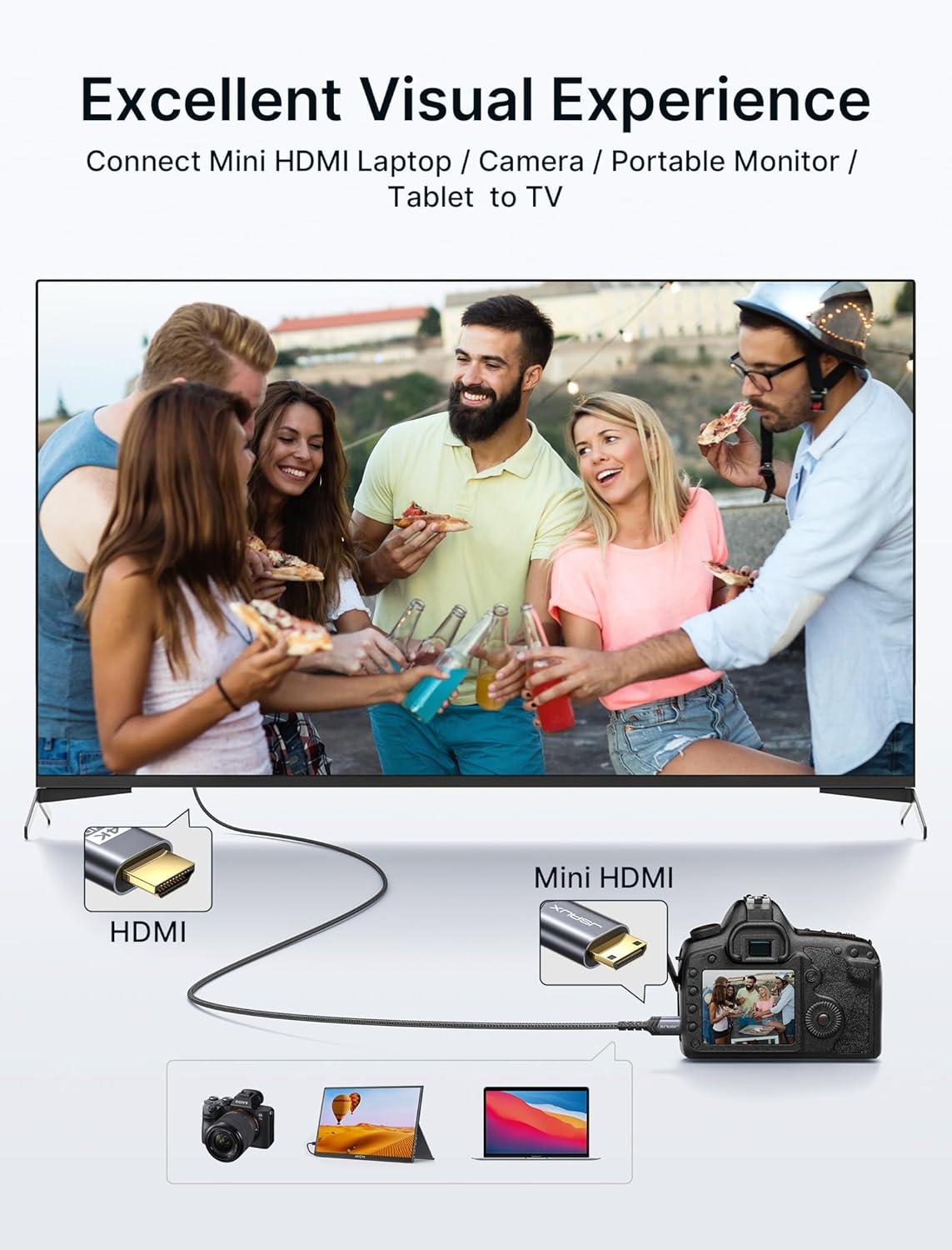 imageJSAUX Mini HDMI to HDMI Cable 6FT Aluminum Shell Braided High Speed 4K 60Hz HDMI 20 Cord Compatible with Camera Camcorder Tablet and GraphicsVideo Card Laptop Raspberry Pi Zero W GreyGrey