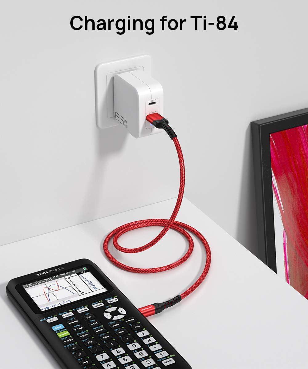 imageJSAUX Mini USB Cable2Pack 33ft66ft USB 20 Type A to Mini B Fast Charging Braided Cord for GoPro Hero 3 PS3 Controller MP3 Player Dash Cam Garmin Nuvi GPS Camera Blue Yeti RedRed