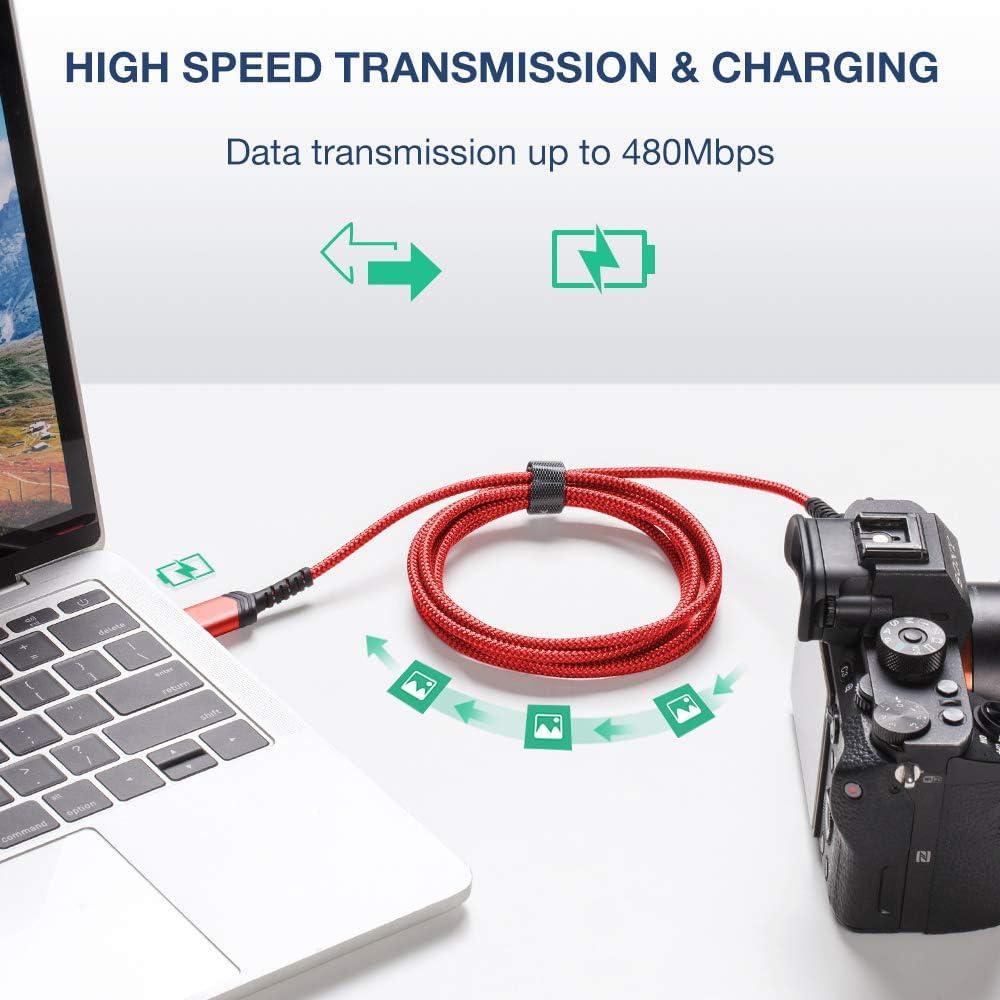 imageJSAUX Mini USB Cable2Pack 33ft66ft USB 20 Type A to Mini B Fast Charging Braided Cord for GoPro Hero 3 PS3 Controller MP3 Player Dash Cam Garmin Nuvi GPS Camera Blue Yeti RedRed