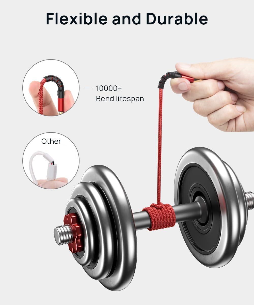 imageJSAUX Mini USB Cable2Pack 33ft66ft USB 20 Type A to Mini B Fast Charging Braided Cord for GoPro Hero 3 PS3 Controller MP3 Player Dash Cam Garmin Nuvi GPS Camera Blue Yeti RedRed