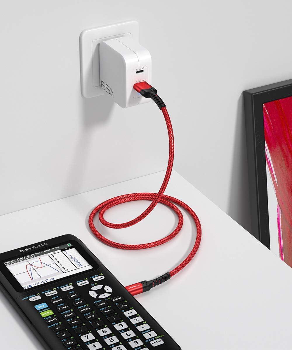 imageJSAUX Mini USB Cable2Pack 33ft66ft USB 20 Type A to Mini B Fast Charging Braided Cord for GoPro Hero 3 PS3 Controller MP3 Player Dash Cam Garmin Nuvi GPS Camera Blue Yeti RedRed