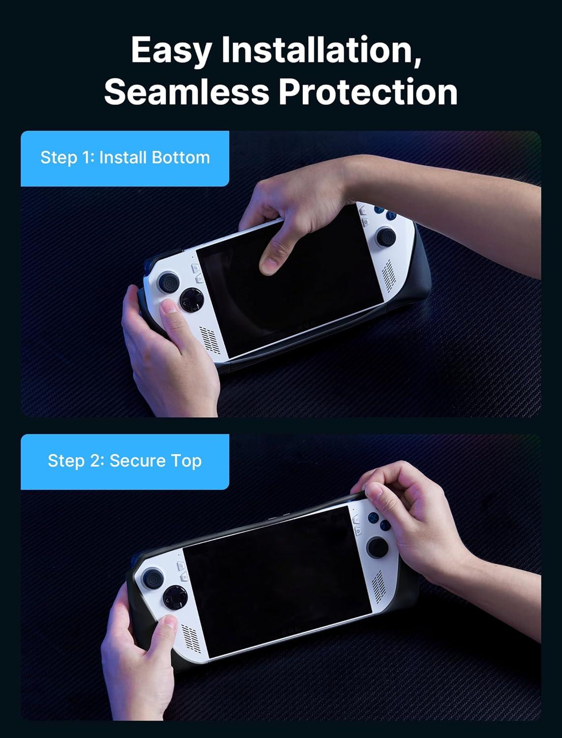 imageJSAUX ModCase for ROG Ally PC0109 Protective Case with Detachable Front Shell Kickstand Back Cover and Long ampamp Short HookandLoop Straps  Basic SetBlack