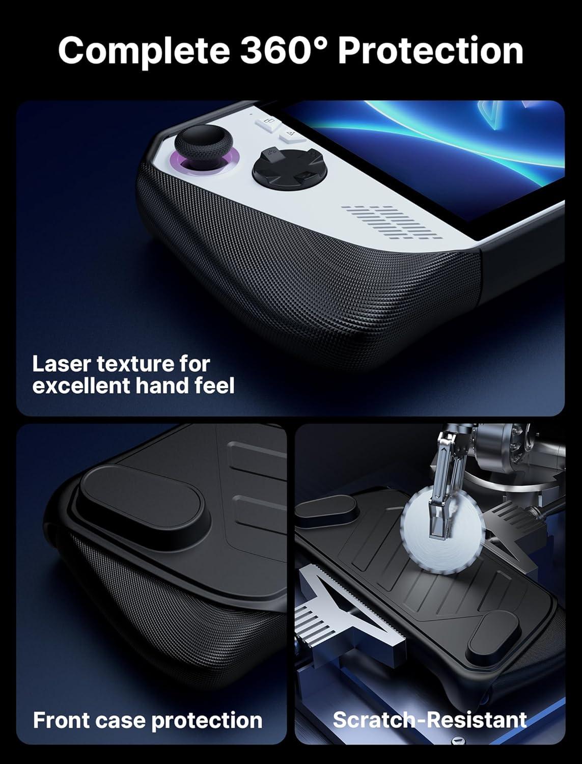 imageJSAUX ModCase for ROG Ally PC0109 Protective Case with Detachable Front Shell Kickstand Back Cover and Long ampamp Short HookandLoop Straps  Basic SetBlack