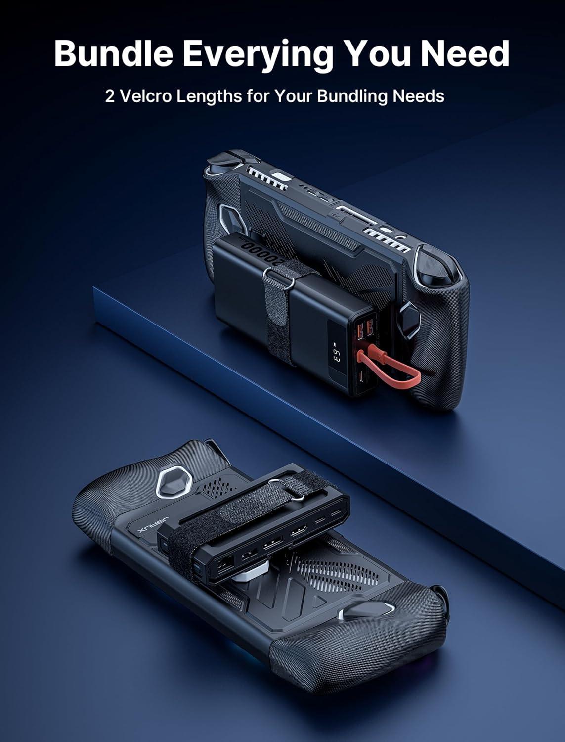 imageJSAUX ModCase for ROG Ally PC0109 Protective Case with Detachable Front Shell Kickstand Back Cover and Long ampamp Short HookandLoop Straps  Basic SetBlack