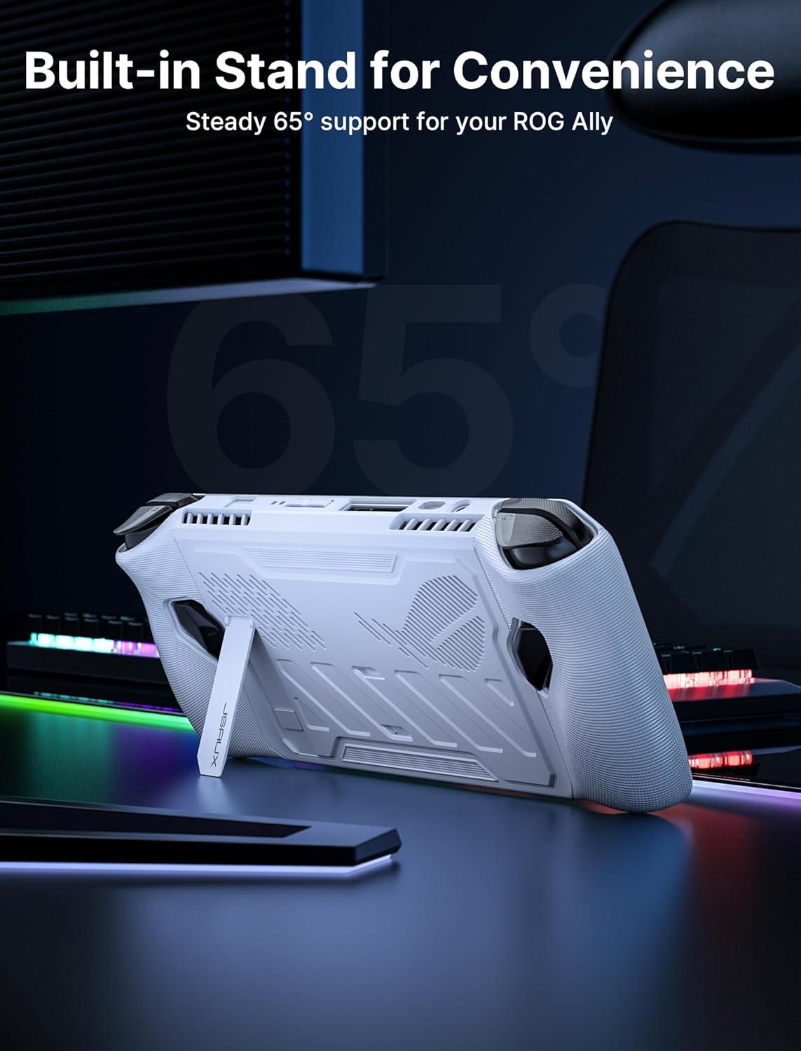 imageJSAUX ModCase for ROG Ally with 20000mAh Power Bank Detachable Front Shell Protective Case Metal Bracket and Strap Compatible with ASUS ROG Ally Accessories Power Bank SetWhite PC0109