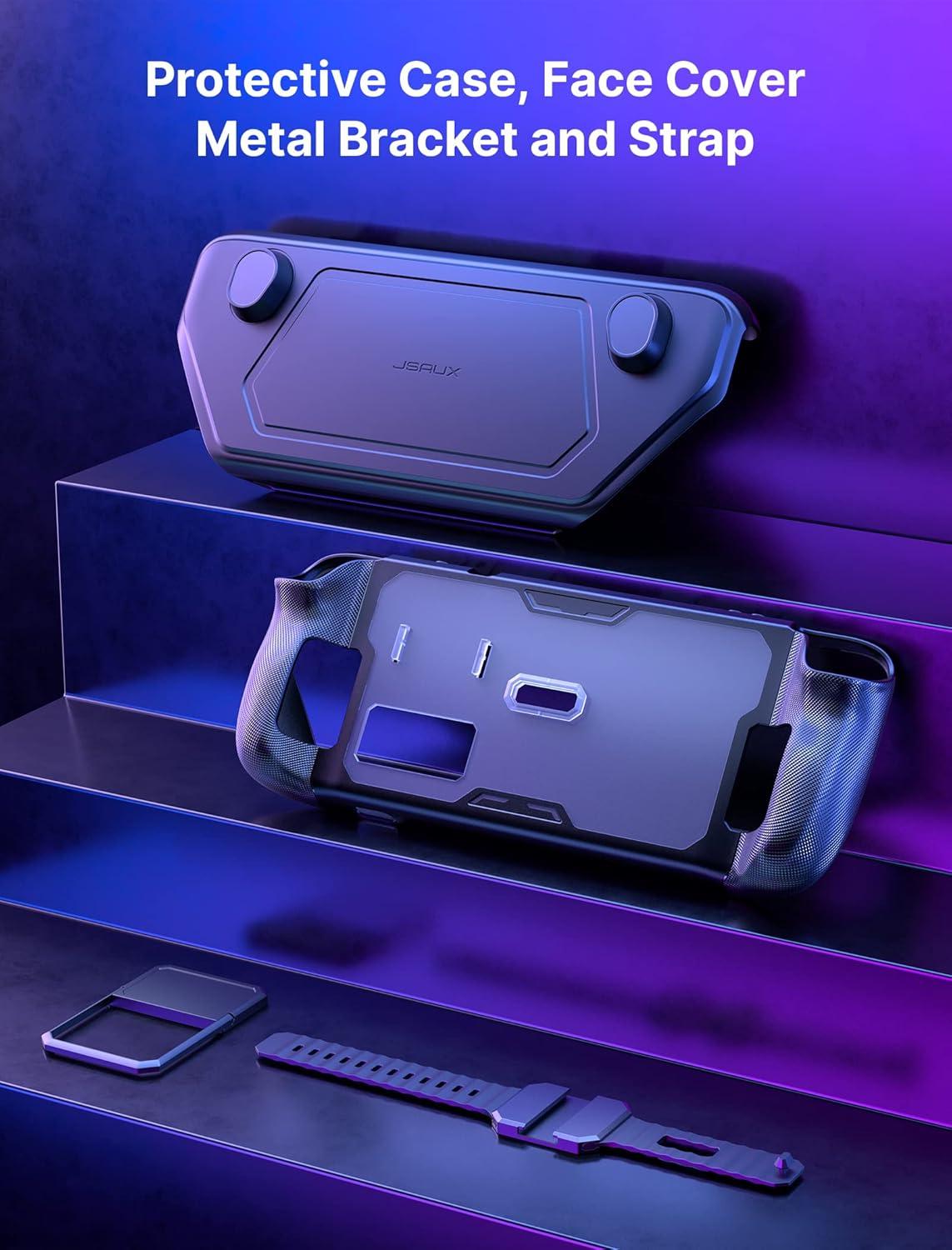imageJSAUX PC0104 ModCase Compatible with Steam Deck Steam Deck Case Comprehensive Protection Include Detachable Front Shell Body Protective Shell Metal Bracket and Strap  Basic SetBasic Set