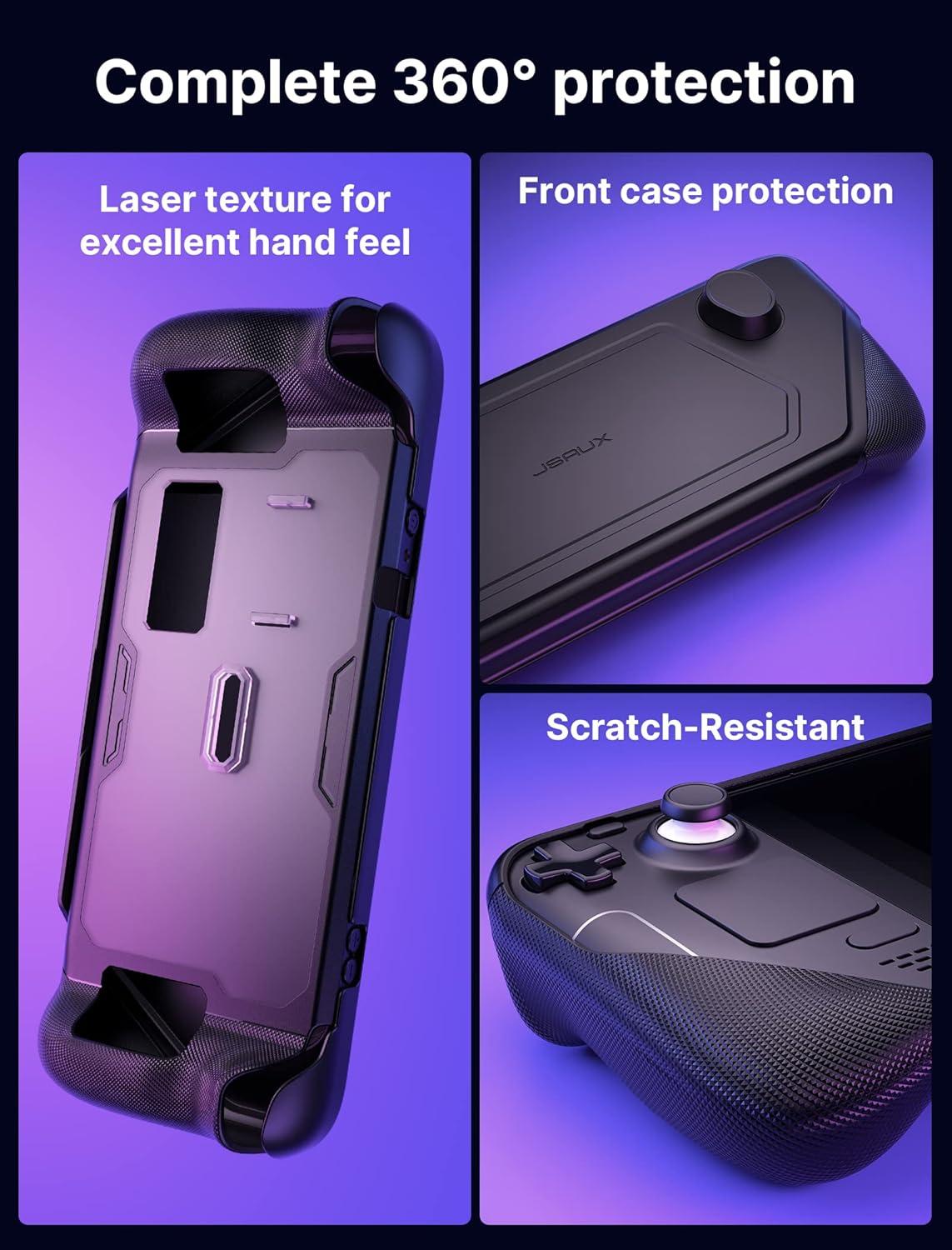 imageJSAUX PC0104 ModCase Compatible with Steam Deck Steam Deck Case Comprehensive Protection Include Detachable Front Shell Body Protective Shell Metal Bracket and Strap  Basic SetBasic Set