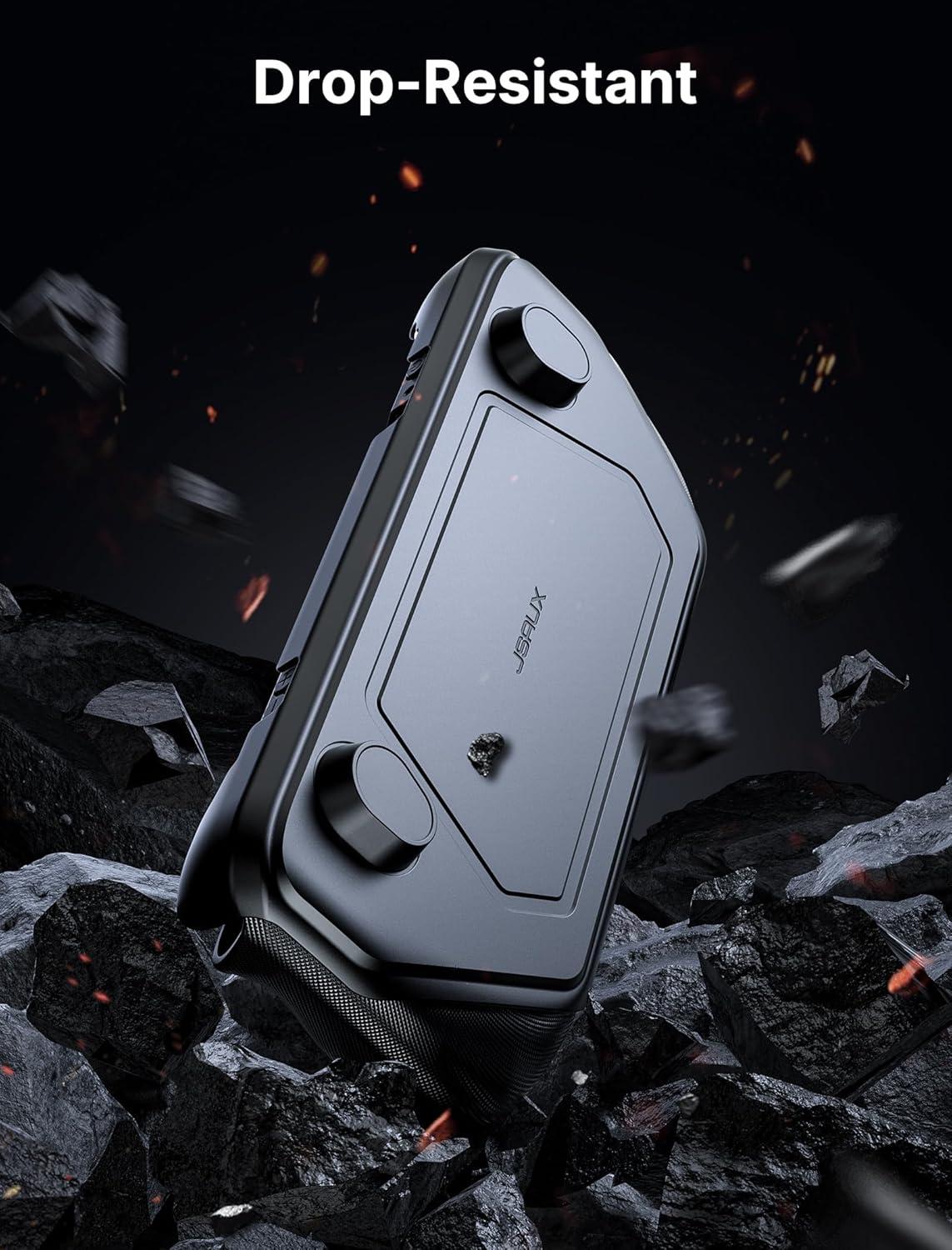 imageJSAUX PC0104 ModCase Compatible with Steam Deck Steam Deck Case Comprehensive Protection Include Detachable Front Shell Body Protective Shell Metal Bracket and Strap  Basic SetHub Set