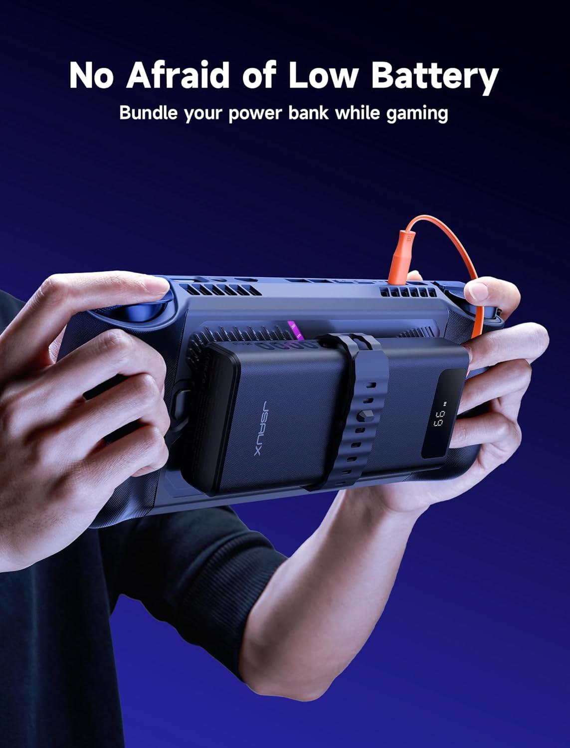 imageJSAUX PC0111 ModCase Compatible with ASUS ROG Ally X 2024 ROG Ally X Case with Detachable Front Shell Include Protective Case Face Cover Metal Bracket and Strap  Basic SetPower Bank Set