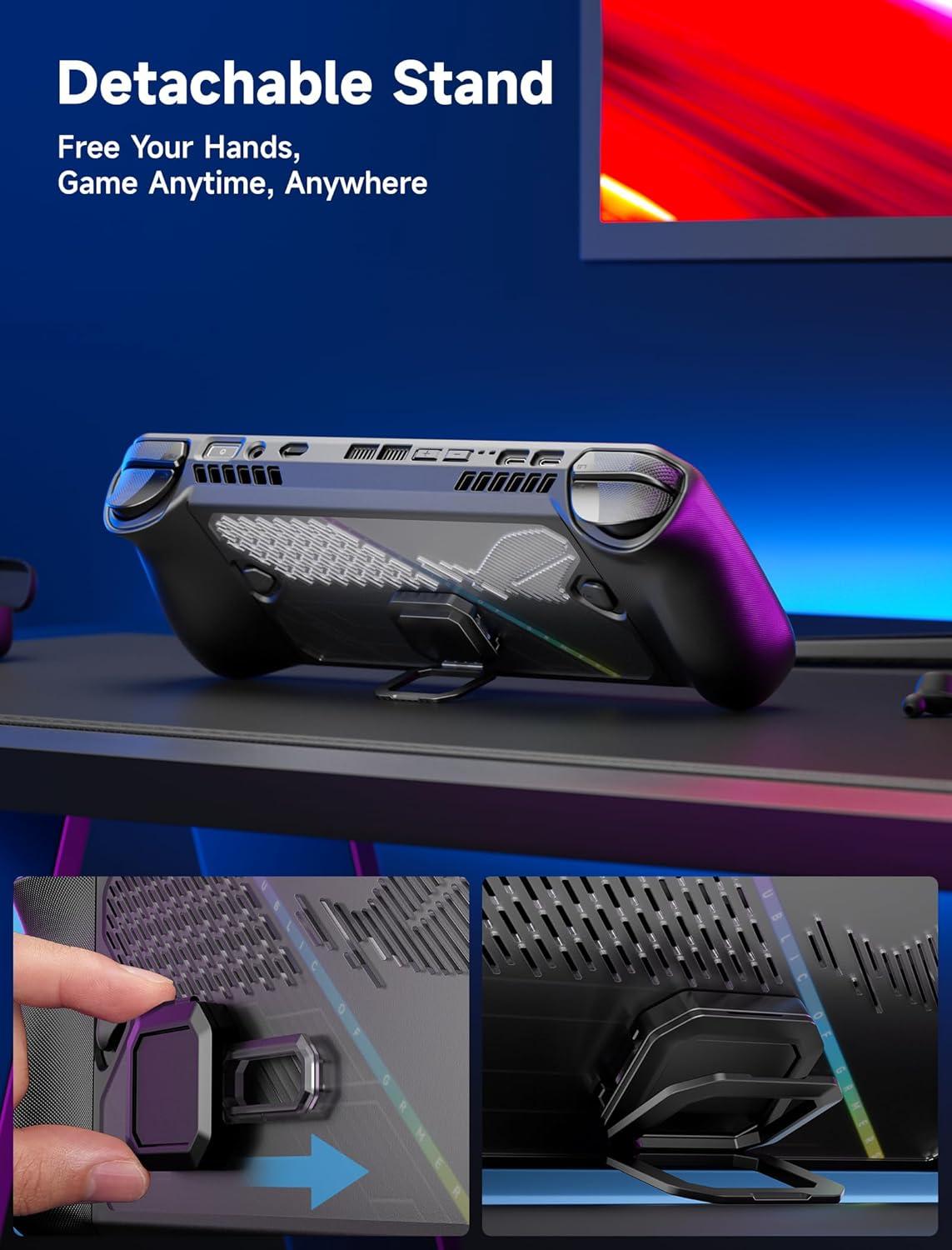 imageJSAUX PC0111 ModCase Compatible with ASUS ROG Ally X 2024 ROG Ally X Case with Detachable Front Shell Include Protective Case Face Cover Metal Bracket and Strap  Basic SetBasic Set