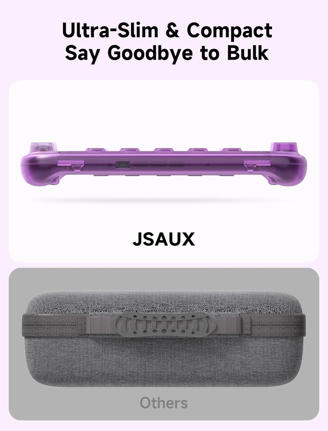 imageJSAUX Protective Case for Nintendo Switch 2 2025 Hard Carrying Shell Slim ampamp Portable Dustproof Builtin 10 Game Card Slot TravelCarry Full Protection Cover  Translucent Black PC0116Purple