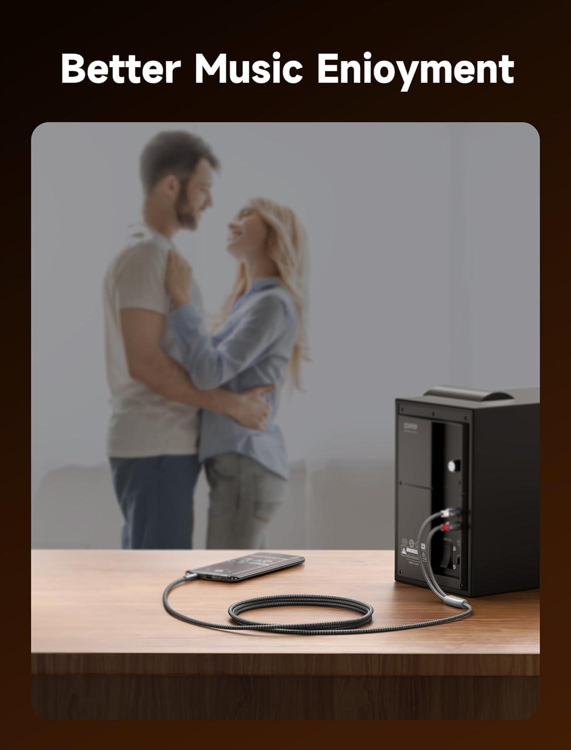 imageJSAUX RCA to 35mm Cable 66ft Aux to RCA Headphone Male to Male Jack Adapter Nylon Braided 18 Audio Y Cord for Smartphones MP3 Tablets Speakers HDTV GreyGrey