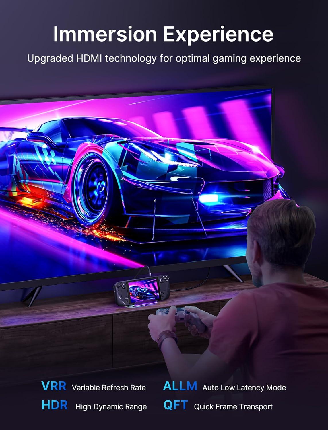 imageJSAUX RGB Docking Station for Steam Deck OLEDROG AllyLegion Go 12in1 Dock for Steam Deck with 4K120Hz HDMI DisplayPort Gigabit Ethernet USB C 32 USB A 3220 SDTF Slots 35mm JackAmethystAmethyst