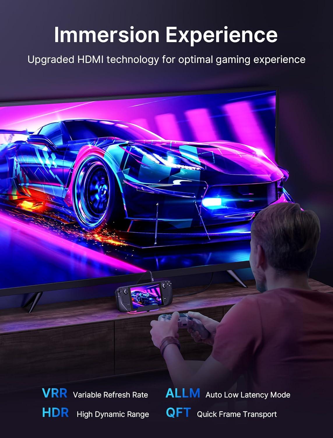 imageJSAUX RGB Docking Station for Steam Deck OLEDROG AllyLegion Go 12in1 Dock for Steam Deck with 4K120Hz HDMI DisplayPort Gigabit Ethernet USB C 32 USB A 3220 SDTF Slots 35mm JackAmethystBlack