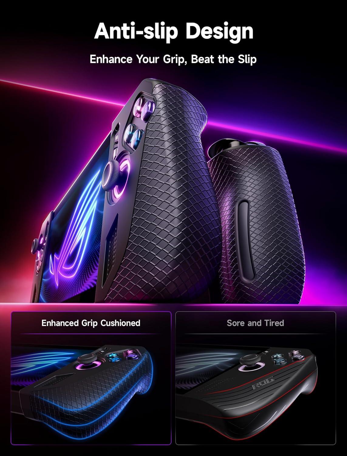 imageJSAUX Silicone Grip Protection Case Compatible with ROG Ally X ROG Ally X Grip Skin Asus Rog Ally X Accessories Silicone Sleeve Set one Left and one Right PC0113 BlackBlack