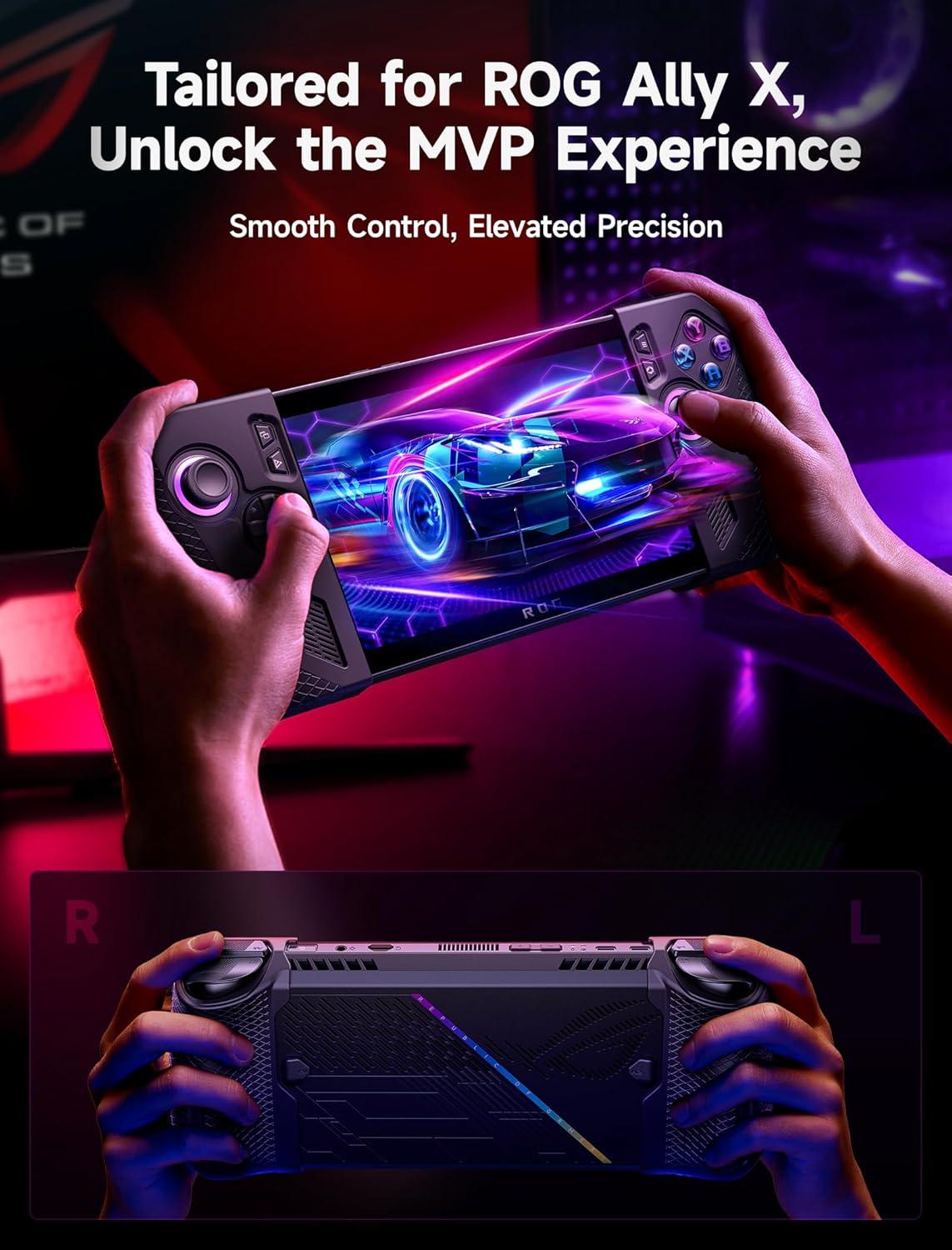 imageJSAUX Silicone Grip Protection Case Compatible with ROG Ally X ROG Ally X Grip Skin Asus Rog Ally X Accessories Silicone Sleeve Set one Left and one Right PC0113 BlackBlack