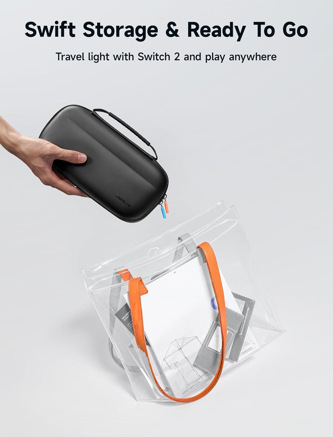 imageJSAUX Slim Carrying Case for Nintendo Switch 2 2025 Portable Switch 2 Case with 10 Game Slots Protective Hard Shell for Travel and Storage BlueBlack