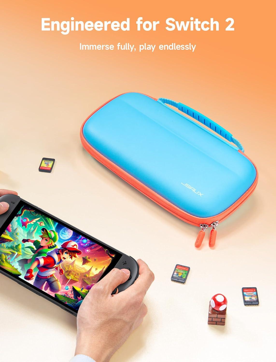 imageJSAUX Slim Carrying Case for Nintendo Switch 2 2025 Portable Switch 2 Case with 10 Game Slots Protective Hard Shell for Travel and Storage BlueBlue