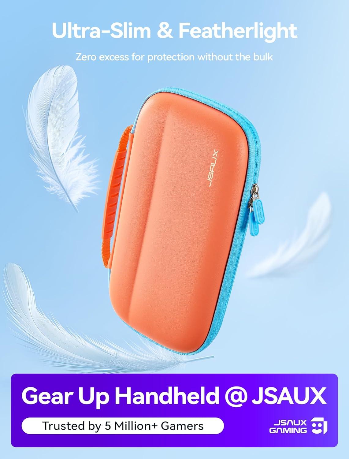 imageJSAUX Slim Carrying Case for Nintendo Switch 2 2025 Portable Switch 2 Case with 10 Game Slots Protective Hard Shell for Travel and Storage BlueOrange