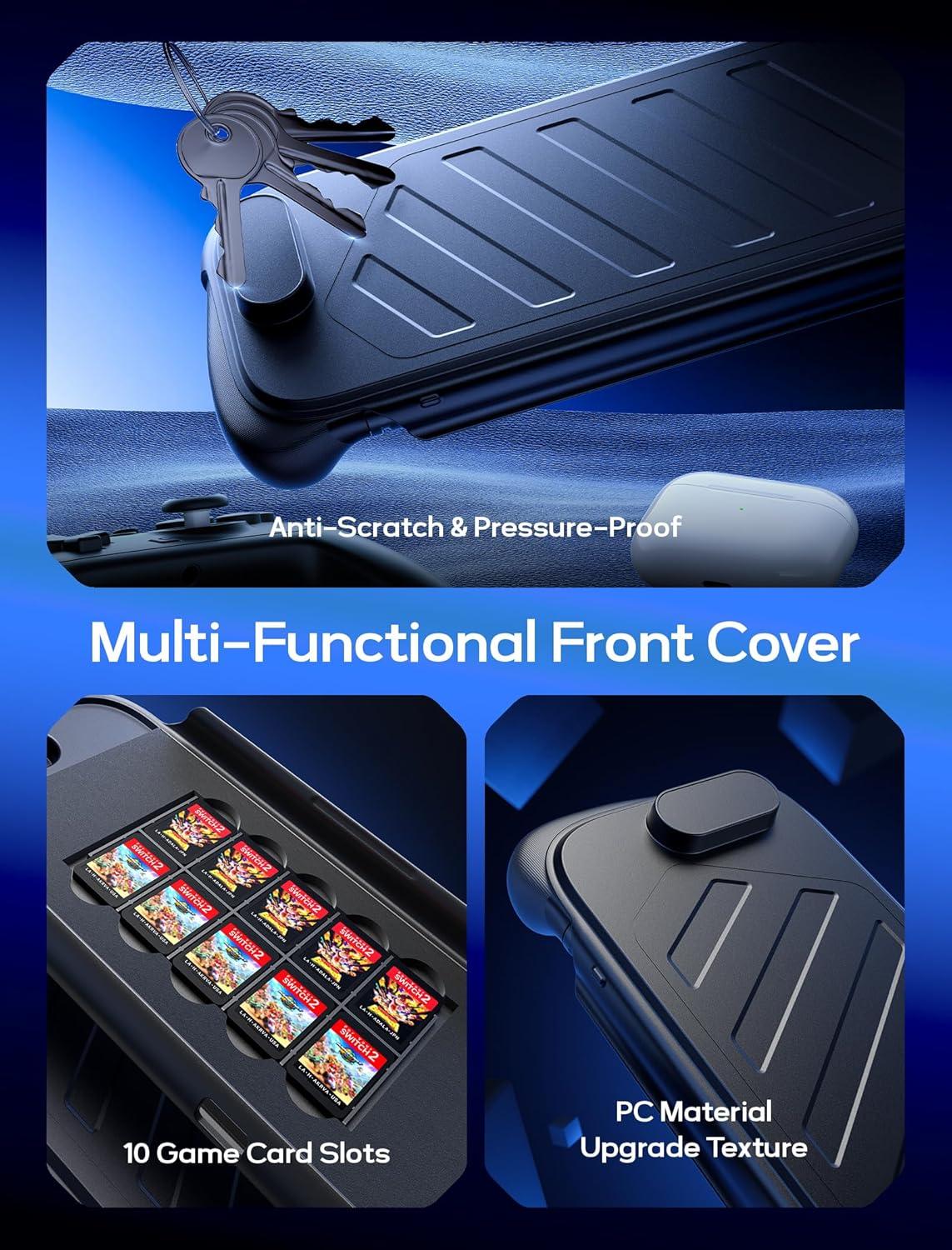 imageJSAUX Split Protective Case for Nintendo Switch 2 TPU Middle Frame ampamp PC Front Cover NonSlip Ergonomic Grip Storage for 10 Game Cards Supports Stand Use Shock Absorption ampamp AntiScratchPC0114