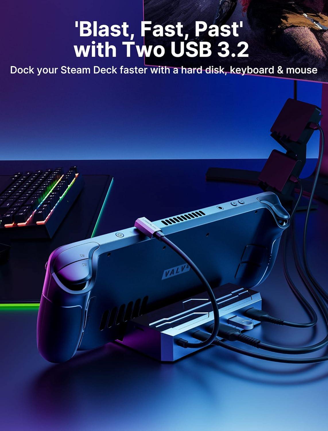 imageJSAUX Steam Deck Dock with 100W Charger 6in1 M2 Docking Station for Steam DeckROG Ally 4K60Hz HDMI Gigabit Ethernet PD 100W 10Gbps USB AampampC 32 M2 Slot Up to 2TBHB0604 SSD Not Included