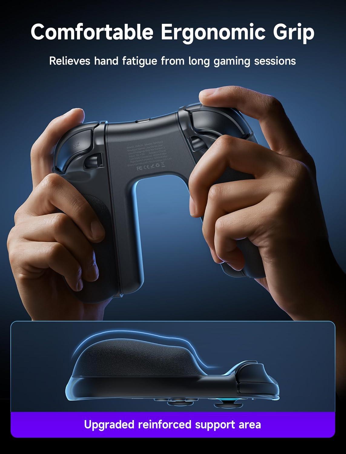imageJSAUX Switch 2 Charging Grip for Nintendo Switch 2 Magnetic Grip Controller Compatible with Switch 2 Joycons Play While Charging with LED Indicatorampamp 15m49ft Charger CableBlackGrip with Case