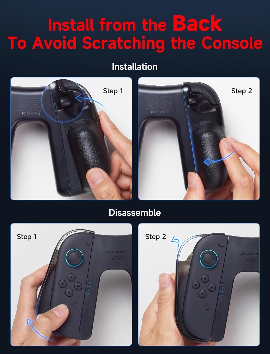 imageJSAUX Switch 2 Charging Grip for Nintendo Switch 2 Magnetic Grip Controller Compatible with Switch 2 Joycons Play While Charging with LED Indicatorampamp 15m49ft Charger CableBlackGrip with Case