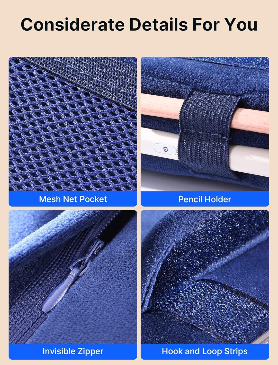 imageJSAUX Tablet Pillow Stand Tablet Stand Holder Dock for Lap Bed and Desk Compatible with iPad Pro 11 105 97 102 Air Mini Kindle Tablets Phones EReader Books and More 411 devices Navy BlueNavy Blue