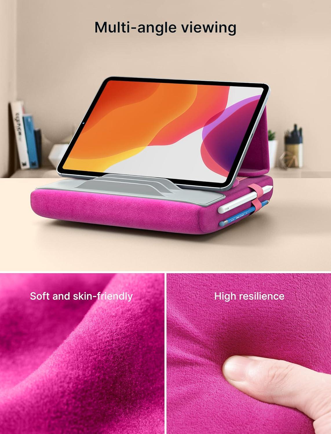 imageJSAUX Tablet Pillow Stand Tablet Stand Holder Dock for Lap Bed and Desk Compatible with iPad Pro 11 105 97 102 Air Mini Kindle Tablets Phones EReader Books and More 411 devices Navy BluePurplish Red