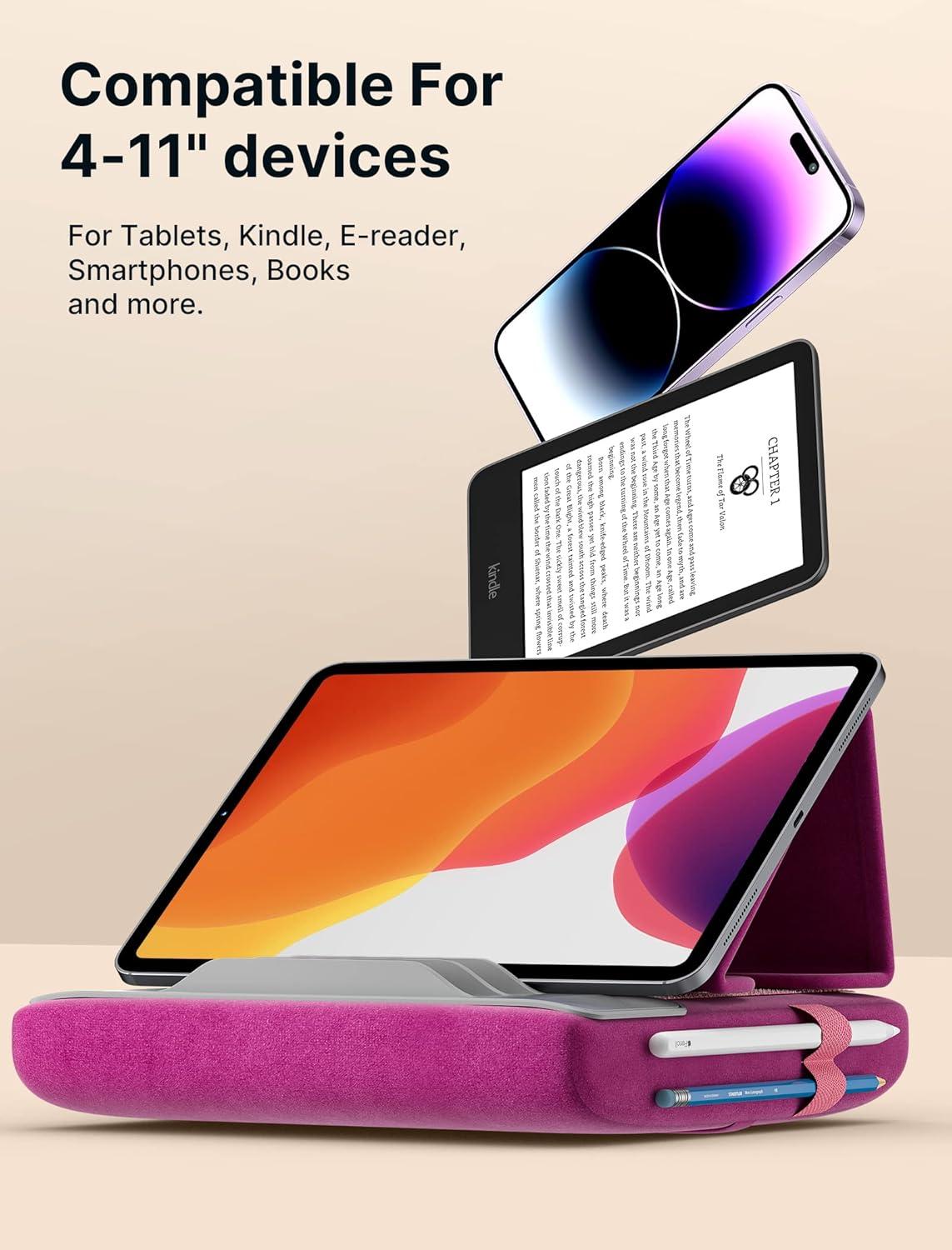 imageJSAUX Tablet Pillow Stand Tablet Stand Holder Dock for Lap Bed and Desk Compatible with iPad Pro 11 105 97 102 Air Mini Kindle Tablets Phones EReader Books and More 411 devices Navy BluePurplish Red